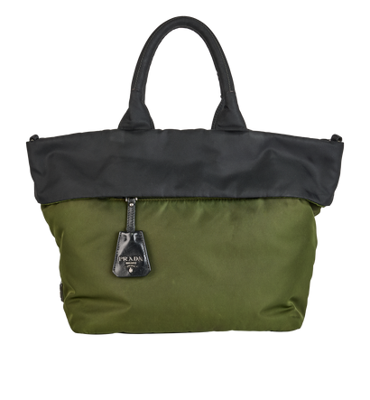 Tessuto ReversibleTote, £250, Handbags, Black/Khaki, Chiffon (Nylon), Front view